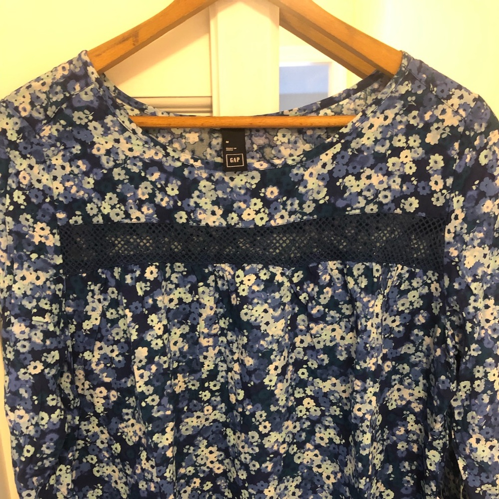 Blue floral gap blouse with front mesh